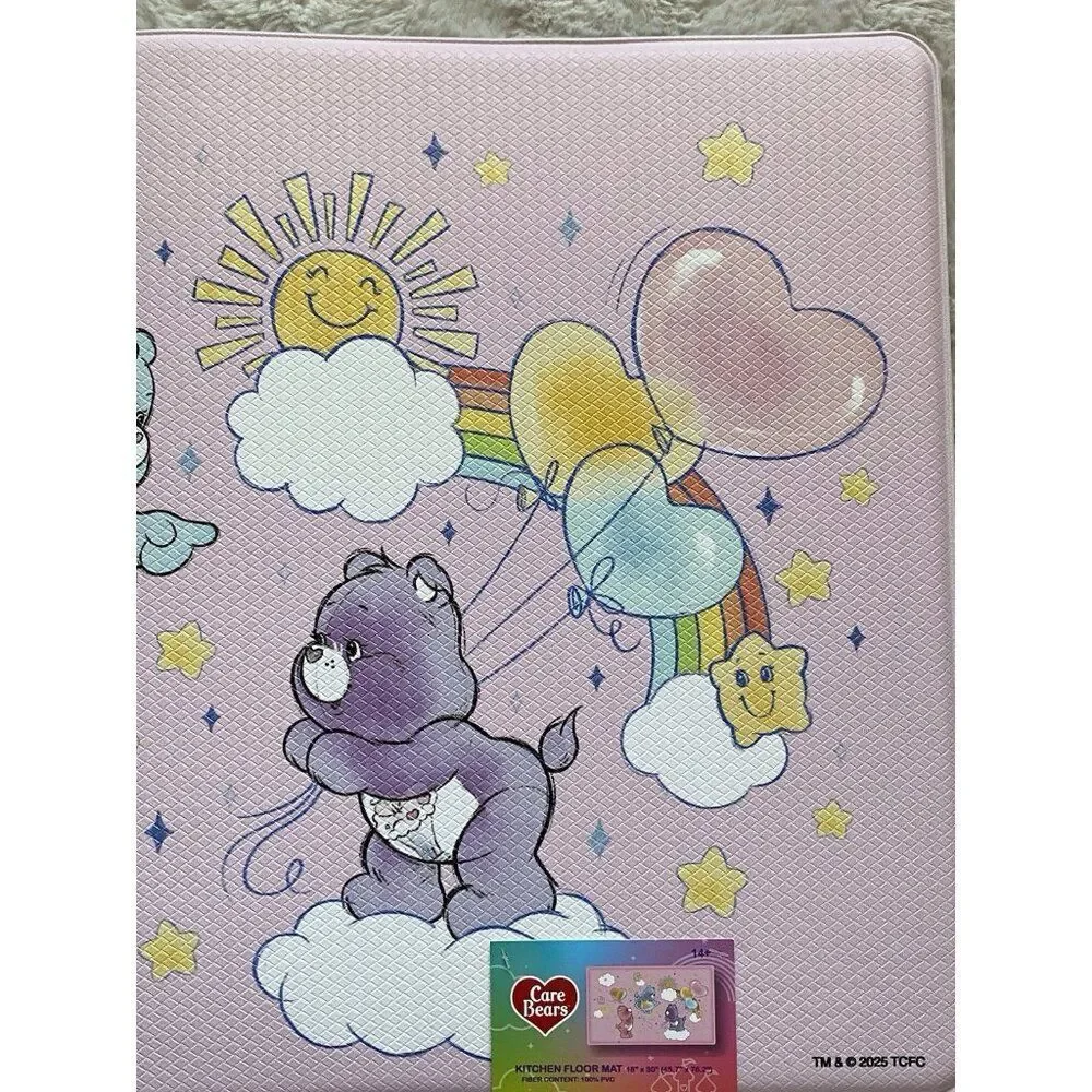 Care Bears Anti Fatigue Kitchen‎ Mat 18”x 30” PVC Rainbow Cloud Heart Balloons